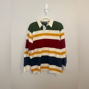 LL Bean Kids Striped Rugby Long Sleeve Polo Sz XL 18/20
